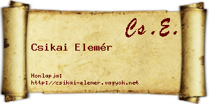 Csikai Elemér névjegykártya